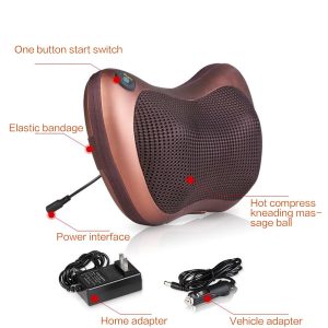Car and Home Massage Pillow – Electric Massager for Neck, Back, Shoulder, Waist & Muscle Pain Relief with Soothing Heat Function