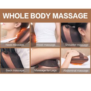Car and Home Massage Pillow – Electric Massager for Neck, Back, Shoulder, Waist & Muscle Pain Relief with Soothing Heat Function