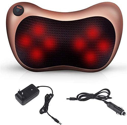 Car and Home Massage Pillow – Electric Massager for Neck, Back, Shoulder, Waist & Muscle Pain Relief with Soothing Heat Function