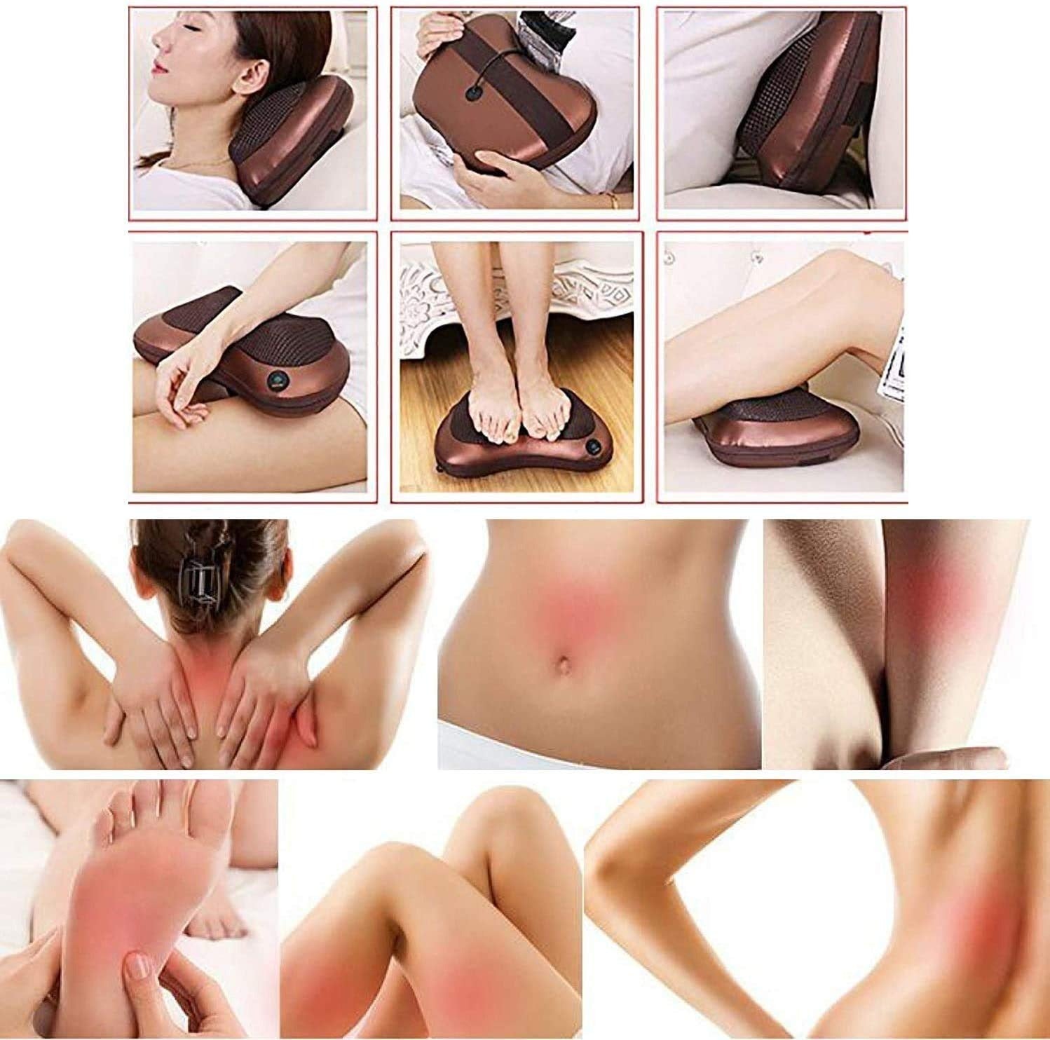 Car and Home Massage Pillow – Electric Massager for Neck, Back, Shoulder, Waist & Muscle Pain Relief with Soothing Heat Function