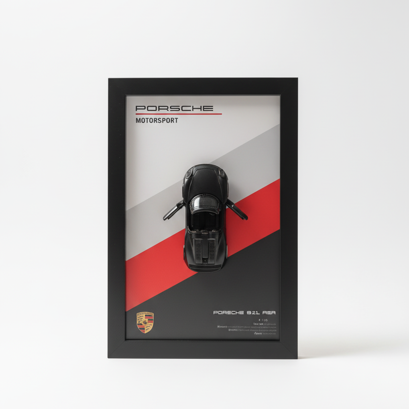 Car Wall Frame – 3D Black Sports Car Decorative Wall Art with Modern Frame, Stylish Home & Office Interior Décor, Perfect Gift for Car Enthusiasts (8x12 Inches)